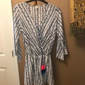 Beach romper. White and blue